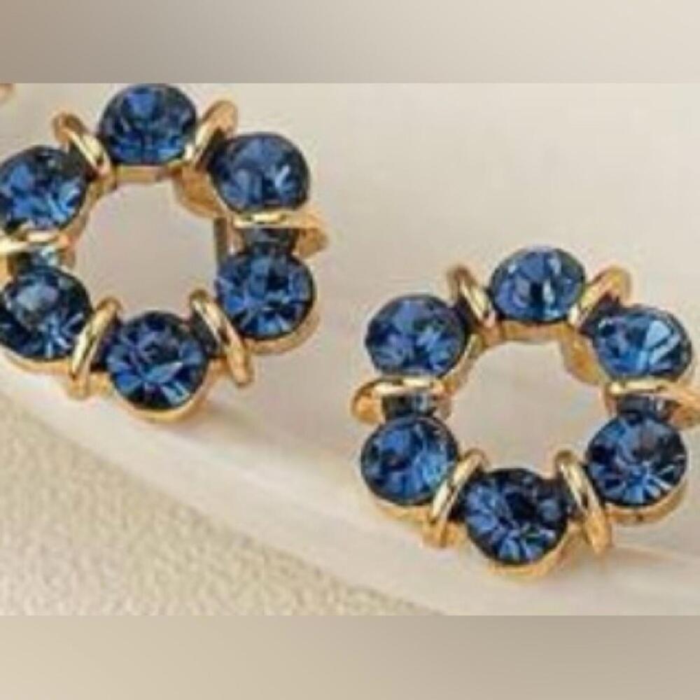 Gold & Blue Crystal Earrings